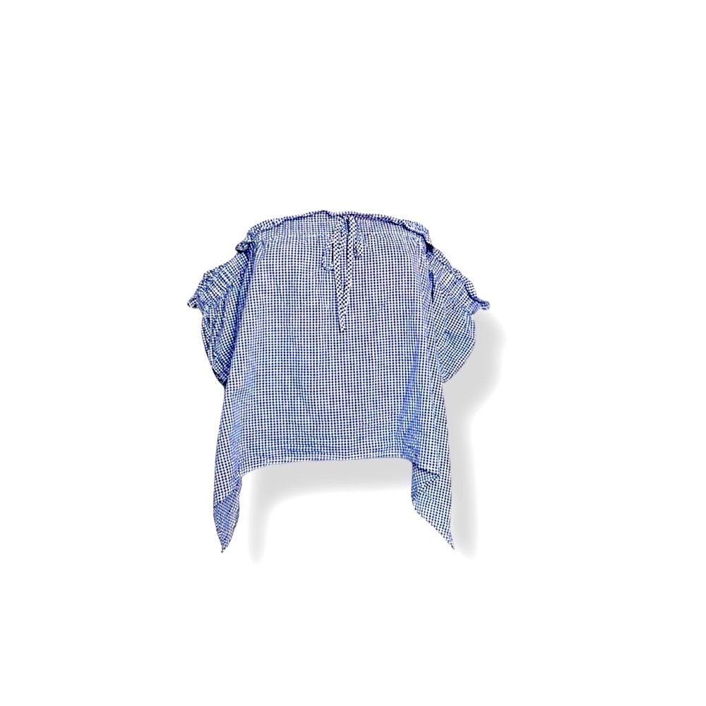 𝐋𝐔𝐌𝐈𝐄𝐑𝐄 Off-Shoulder Gingham Ruffle Top – Size L - Picture 2 of 7